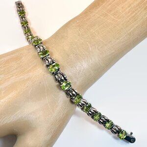 Peridot Bracelet, Sterling Silver, Designer, STS, Chuck Clemency, Vintage,Green